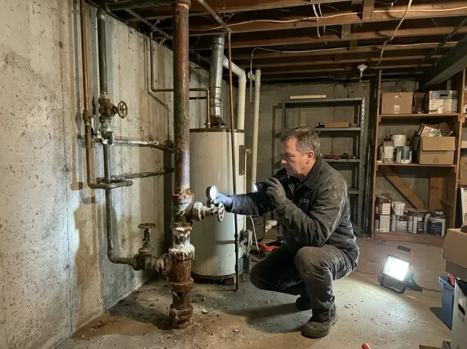 Plumber — Basement — Plumber, Water Heater, Pipes, Basement, Plumbing