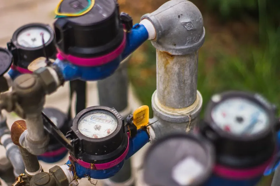 Water Meter — Water Damage — Water Meter, Pressure Gauge, Metal Pipe, Water Damage, Water Damage